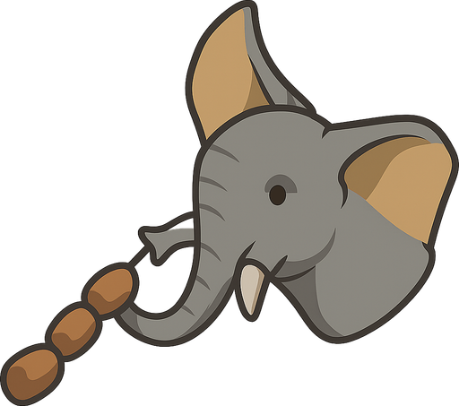 elephanth. No background. Transparent background. Blank background. No shadows. 2d. In-Game asset. flat