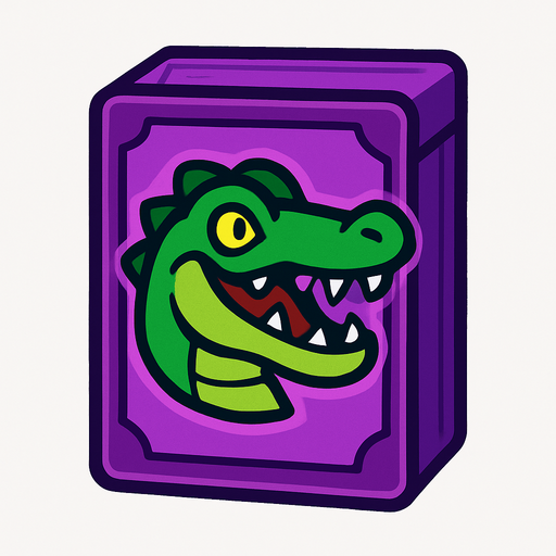 Purple card packet with a Crocodile in the center.
In-Game asset.  2d.  High contrast.  No shadows