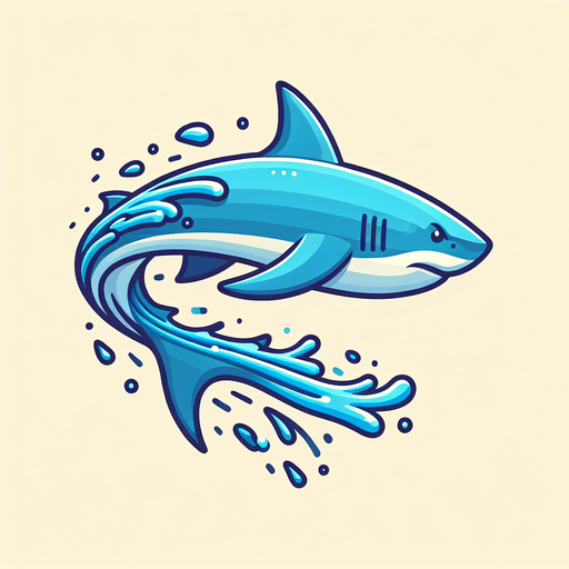 A cartoon shark swimming side profile..
Single Game Texture.  In-Game asset.  2d.  Blank background.  High contrast.  No shadows