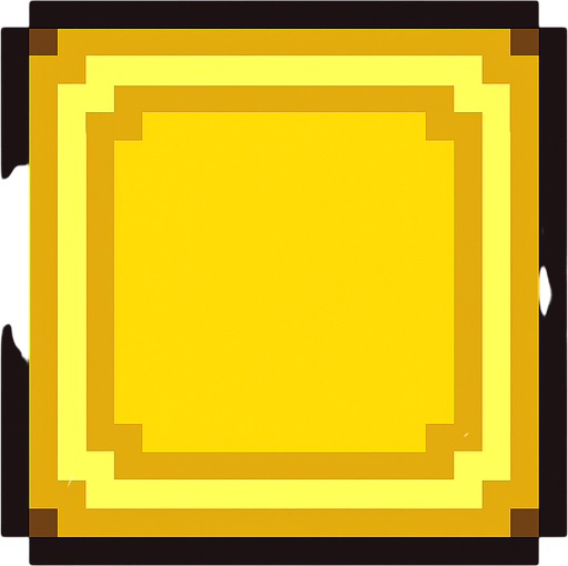 Square yellow button 2d pixilated topdown.
In-Game asset.  2d.  High contrast.  No shadows