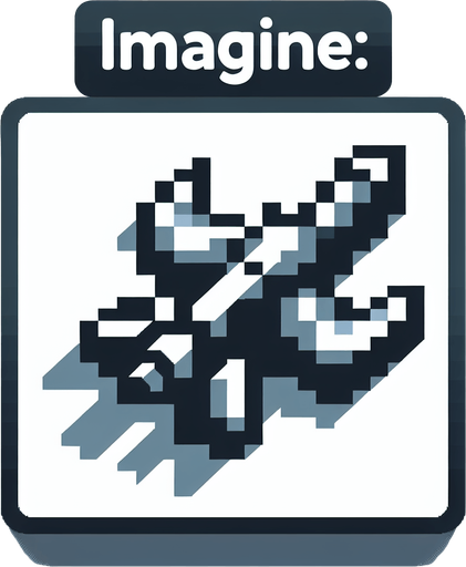 Spaceship with 1 cannon facing upwards.
Single Game Texture. In-Game asset. 2d. Blank background. High contrast. No shadows. Pixelated.