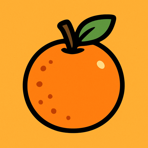 orange fruit.
In-Game asset.  2d.  High contrast.  No shadows. cartoon. simple. minimalistic