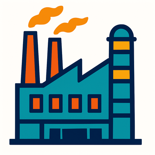 Factory.
In-Game asset.  2d.  High contrast.  No shadows