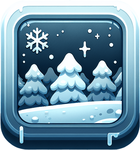 A winter themed button, with no text Single Game Texture. In-Game asset. 2d. Blank background. High contrast. No shadows.