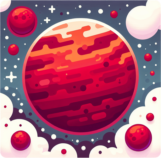 kırmızı gezegen.
Single Game Texture. In-Game asset. 2d. Blank background. High contrast. No shadows.