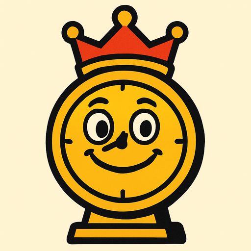 King clock smile face.
In-Game asset.  2d.  High contrast.  No shadows. Cartoon
