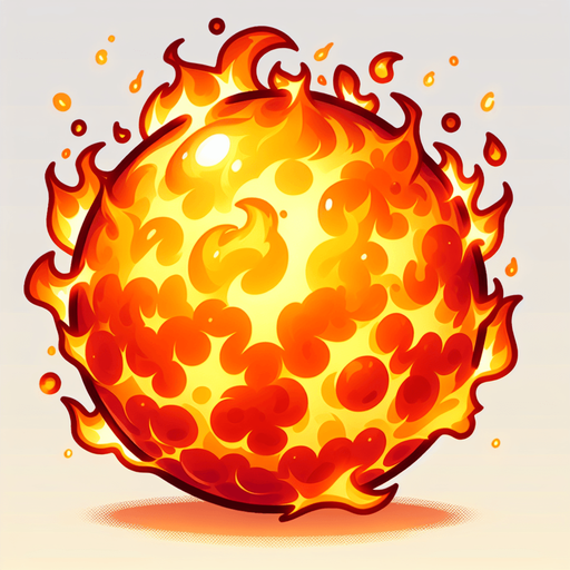 chibi fire ball.
Single Game Texture.  In-Game asset.  2d.  Blank background.  High contrast.  No shadows
