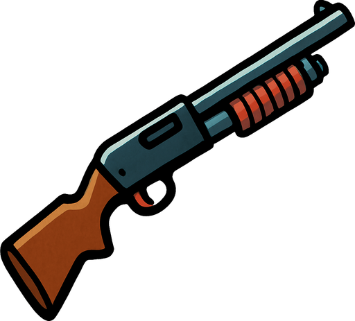 escopeta dibujada.
In-Game asset.  2d.  High contrast.  No shadows