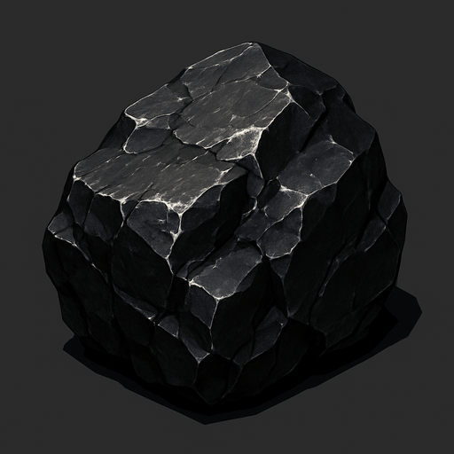 una roca de carbon.
In-Game asset.  High contrast.  No shadows. 3D