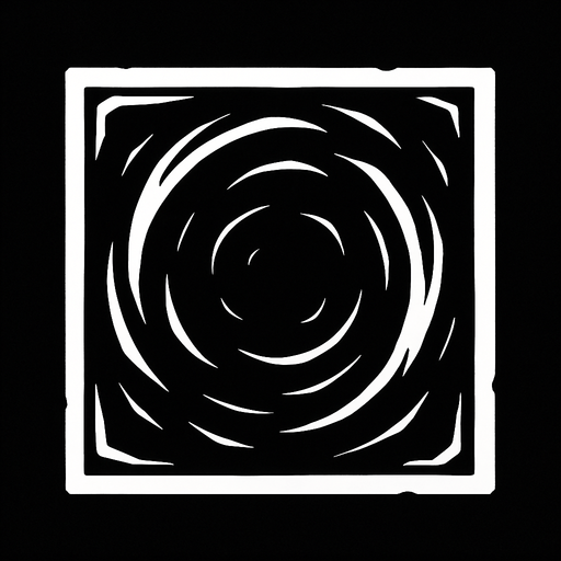 Kare şeklinde siyah bir portal.
In-Game asset.  2d.  High contrast.  No shadows