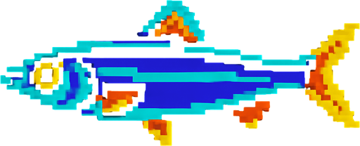 An anchovy. 80s arcade machine graphics. 
Swimming Side profile.
In-Game asset.  2d.  High contrast.  No shadows