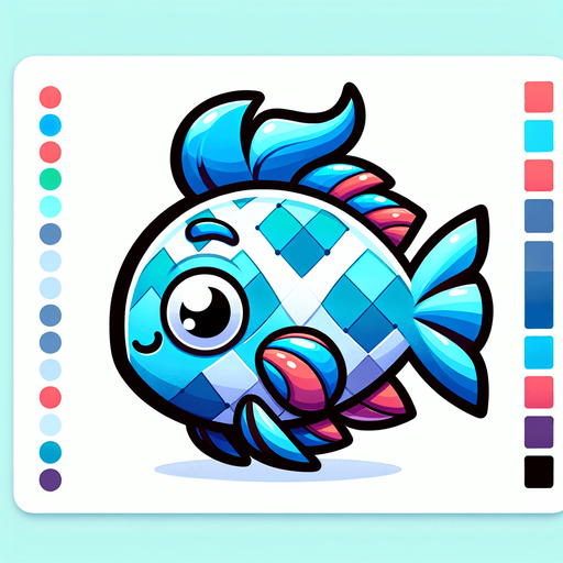 Floppy Fish the fish.
Single Game Texture.  In-Game asset.  2d.  Blank background.  High contrast.  No shadows. Floppy Fish