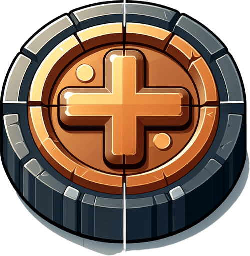 Coin.
Single Game Texture.  In-Game asset.  2d.  Blank background.  High contrast.  No shadows