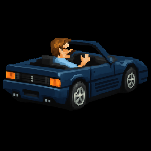 The car is dark blue