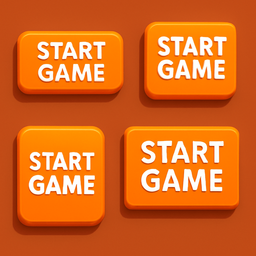 Pack of different rectangle button of "START GAME" the two words on one line, orange button with white text
In-Game asset.  High contrast.  No shadows. 3D