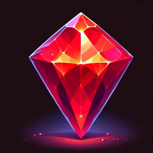 A red gem.
Single Game Texture.  In-Game asset.  2d.  Blank background.  High contrast.  No shadows