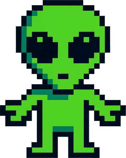 allien pixel.
In-Game asset.  2d.  High contrast.  No shadows
