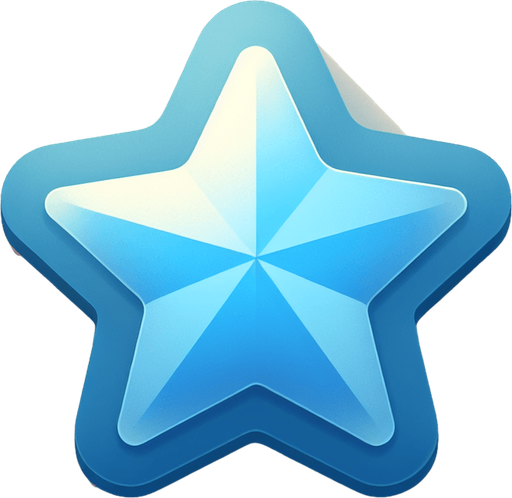 Una estrella redondita.
Single Game Texture.  In-Game asset.  2d.  Blank background.  High contrast.  No shadows