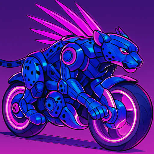 cyberpunk American anime koraidon Miraidon-esque motorcycle animal futuristic cheetah-meets-motorcycle