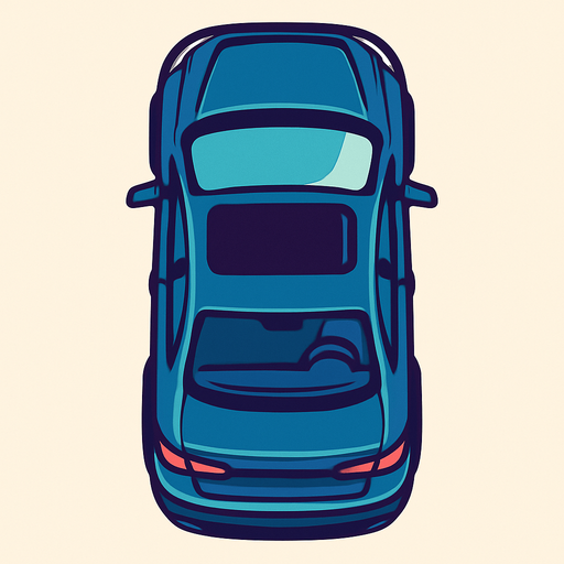 modern car view from above.
In-Game asset.  2d.  High contrast.  No shadows