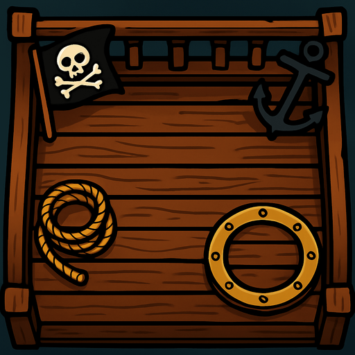 The wooden floor of a pirate ship.
In-Game asset.  2d.  High contrast.  No shadows