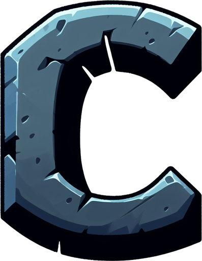 Letter C.
Single Game Texture.  In-Game asset.  2d.  Blank background.  High contrast.  No shadows