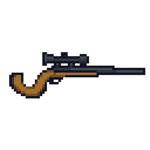 pixelart sniper. No background. Transparent background. Blank background. No shadows. 2d. In-Game asset. flat