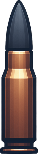 Bullet.
Single Game Texture. In-Game asset. 2d. Blank background. High contrast. No shadows.