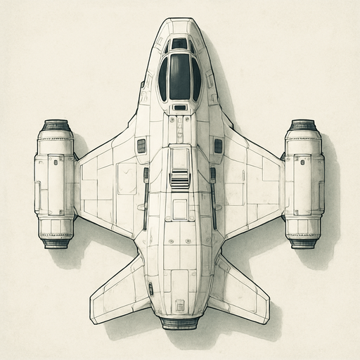 white good guys spaceship top view.