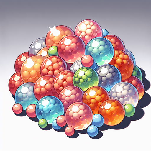 pile of Fruit jelly boba pearls, no cup
Single Game Texture. In-Game asset. 2d. Blank background. High contrast. No shadows.