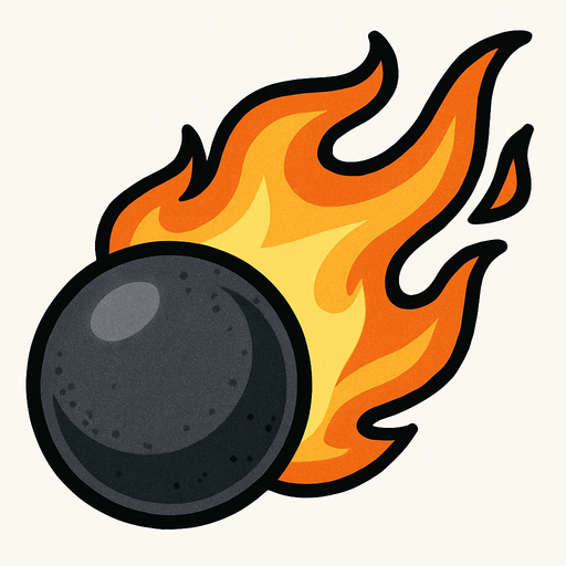 bola de cañon con fuego.
In-Game asset.  2d.  High contrast.  No shadows