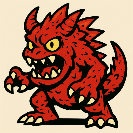 Red wild  monster.
In-Game asset.  2d.  High contrast.  No shadows