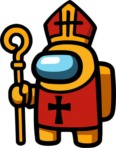 hristiyan amongus but its boss

In-Game asset.  2d.  High contrast.  No shadows