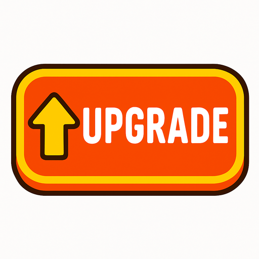 upgrade button.
In-Game asset.  2d.  High contrast.  No shadows
