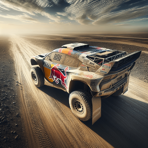 Photorealistic Cross-Country Dakar-Rally-Car from back,Top view.