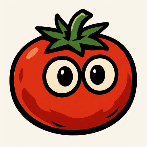 tomato with eyes.
In-Game asset.  2d.  High contrast.  No shadows