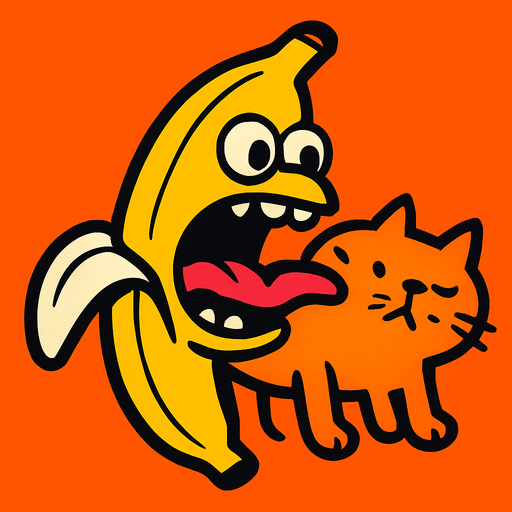 kedi yiyen aç muz.
In-Game asset.  2d.  High contrast.  No shadows