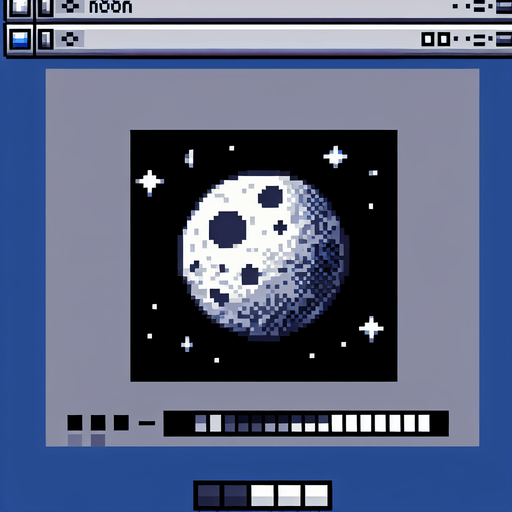 8 bit moon.
Single Game Texture. In-Game asset. 2d. Blank background. High contrast. No shadows.