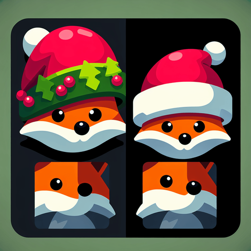 Лис в новогодний шапке Single Game Texture. In-Game asset. 2d. Blank background. High contrast. No shadows.