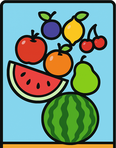 Watermelon game image.
In-Game asset.  2d.  High contrast.  No shadows
