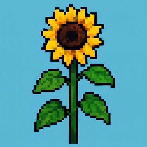 Tallo de girasol, pixelart.
In-Game asset.  2d.  High contrast.  No shadows