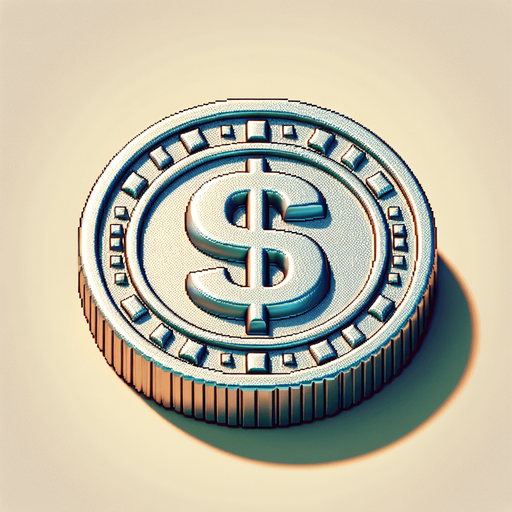 silver coin, $ sign on it, snes art.
Single Game Texture.  In-Game asset.  2d.  Blank background.  High contrast.  No shadows