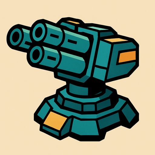 Triple barrel turret.
In-Game asset.  2d.  High contrast.  No shadows