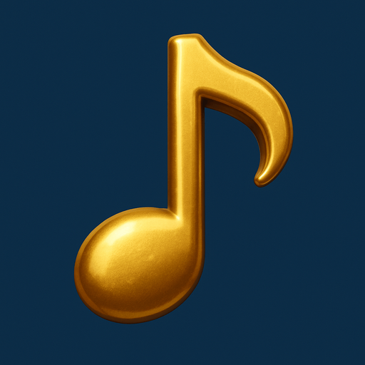 gold musical note.
In-Game asset.  3d.  High contrast.  No shadows