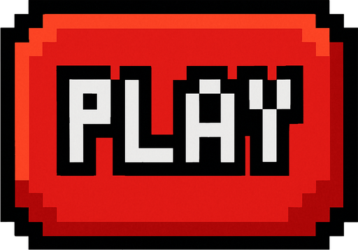 boton rojo hecho con pixeles con la palabra play en medio
In-Game asset.  2d.  High contrast.  No shadows