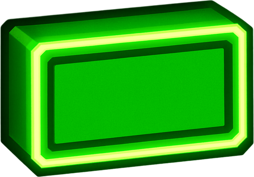 Green neon rectangle block.
In-Game asset.  2d.  High contrast.  No shadows