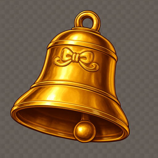Crea un asset para el símbolo 'D' de Megaways: una Campana Dorada.
Una campana clásica de tragamonedas, pero con un acabado dorado metálico y pulido. Debe tener un brillo sutil y un diseño elegante. Puede tener un pequeño lazo o detalles decorativos. Estilo de casino tradicional y lujoso. Fondo transparente. Símbolo de ganancias (25x).
In-Game asset.  2d.  High contrast.  No shadows