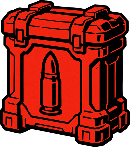 robot ammo very red very big.
In-Game asset.  2d.  High contrast.  No shadows