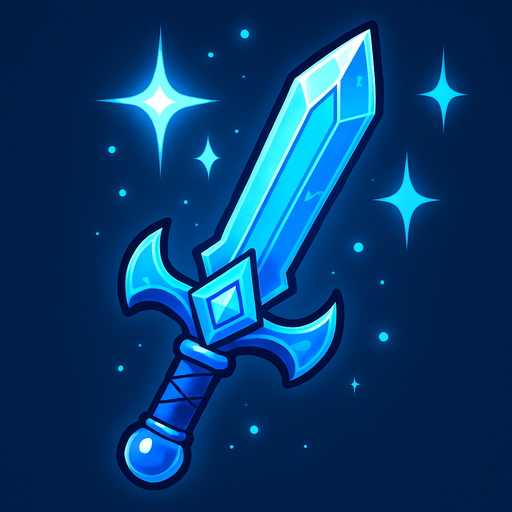 espada azul con destellos.
In-Game asset.  2d.  High contrast.  No shadows