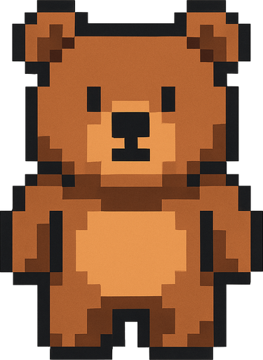 Pixel bear.
In-Game asset.  2d.  High contrast.  No shadows